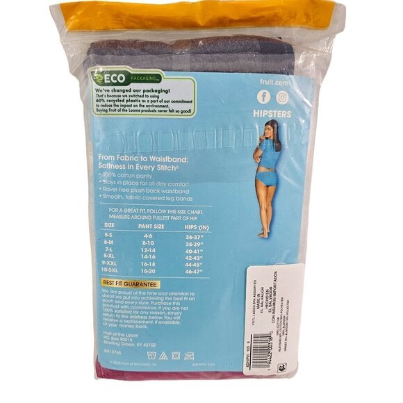 Fruit of The Loom 6-Pack Multi-Color Cotton Hipster Panties – Size 2X(9) NWT - Picture 4 of 9